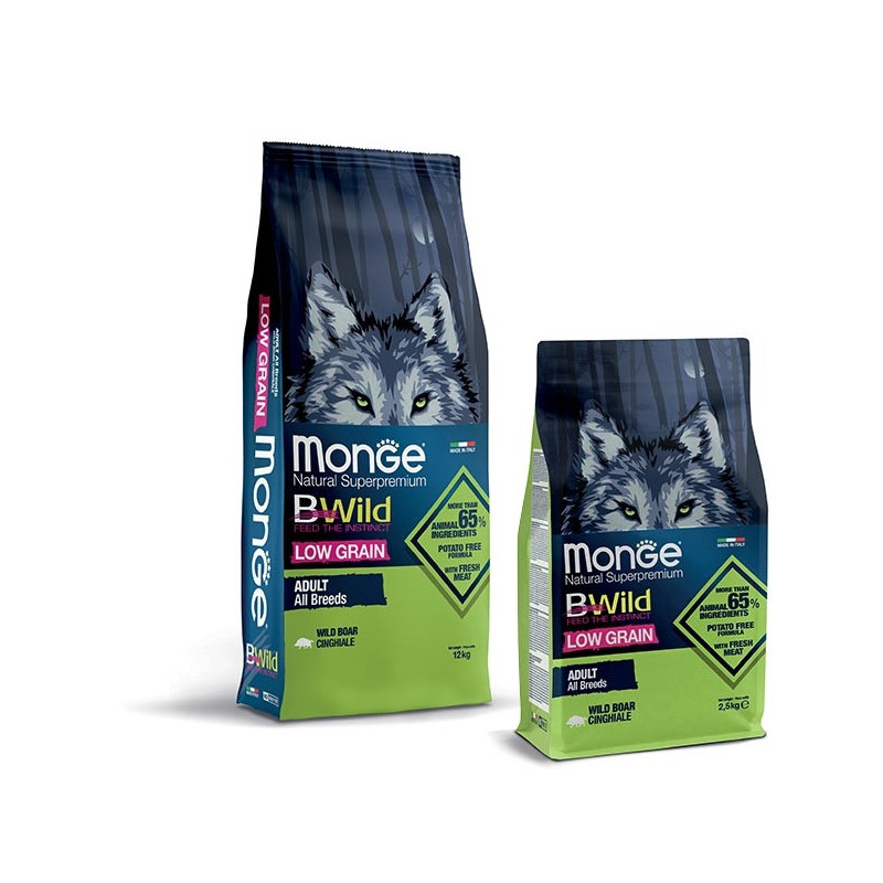 MONGE BWild Low Grain Adult All Breeds con Cinghiale 12 kg. - 