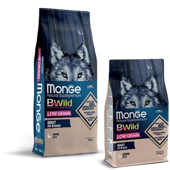 MONGE BWild Low Grain Adult All Breeds con Oca 12 kg.