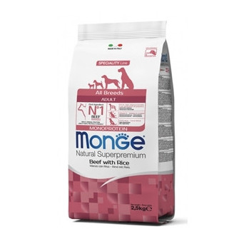 MONGE Natural Superpremium All Breeds Adult Monoprotein Manzo con Riso 2,5 kg. - 