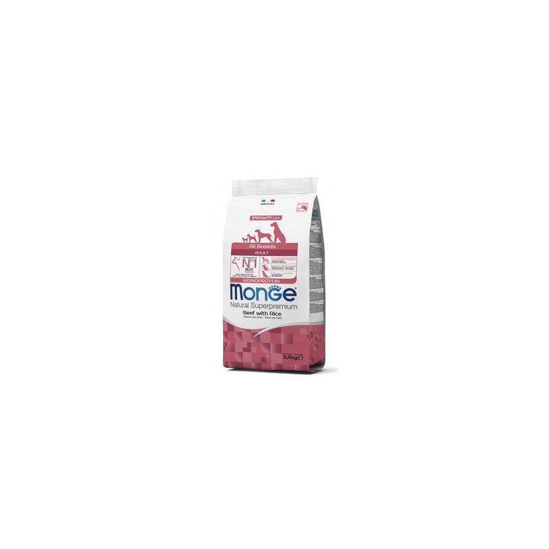 MONGE Natural Superpremium All Breeds Adult Monoprotein Manzo con Riso 2,5 kg. - 