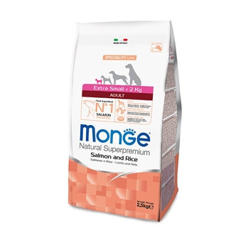 MONGE Natural Superpremium Extra Small Adult Salmone e Riso 800 gr.