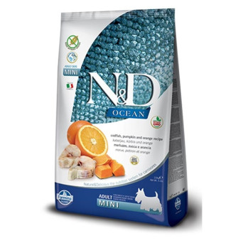 FARMINA N&D OCEAN grain free adult mini merluzzo zucca e arancia 800 gr. - 