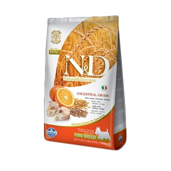 FARMINA N&D LOW ANCESTRAL GRAIN Adult Mini mit Kabeljau und Orange 2,5 kg.