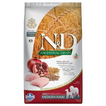 FARMINA N&D LOW ANCESTRAL GRAIN Adult Medium / Maxi with Chicken, Spelled, Oats and Pomegranate 2,5 kg