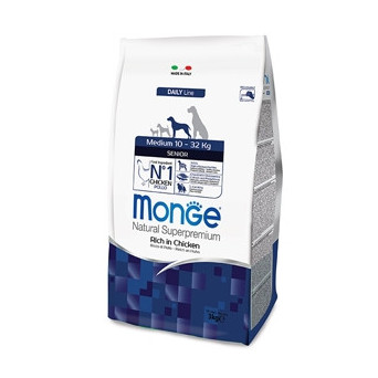 MONGE Natural Superpremium Medium Senior Reich an Huhn 3 kg.