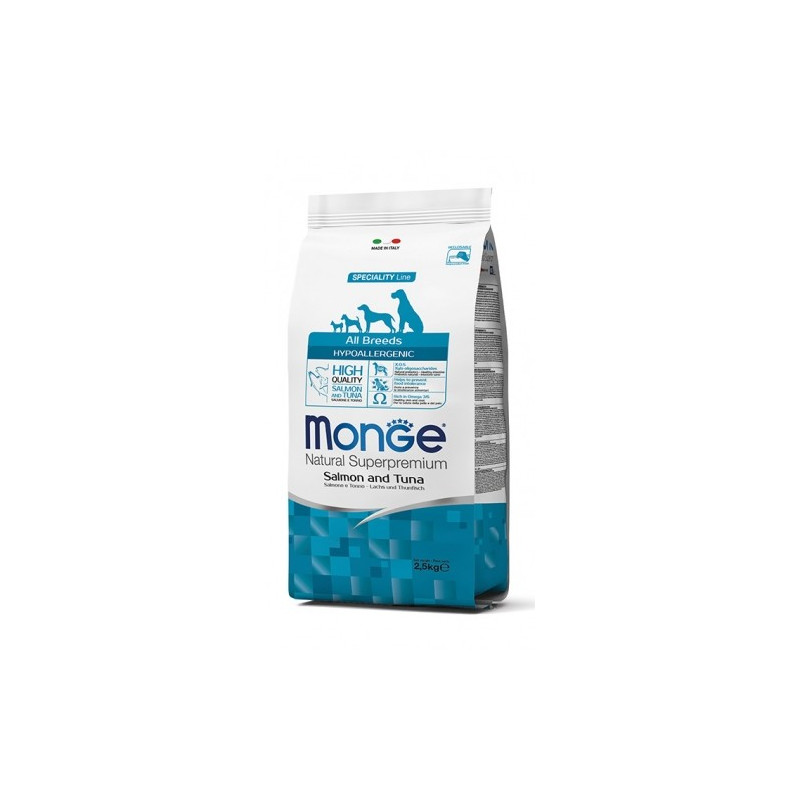 MONGE Natural Superpremium All Breeds Hypoallergenic Salmone e Tonno 12 kg. - 