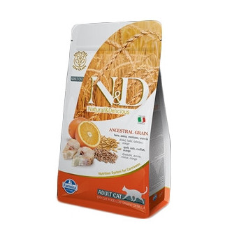 FARMINA N&D Low Ancestral Grain Adult mit Kabeljau und Orange 10 kg.