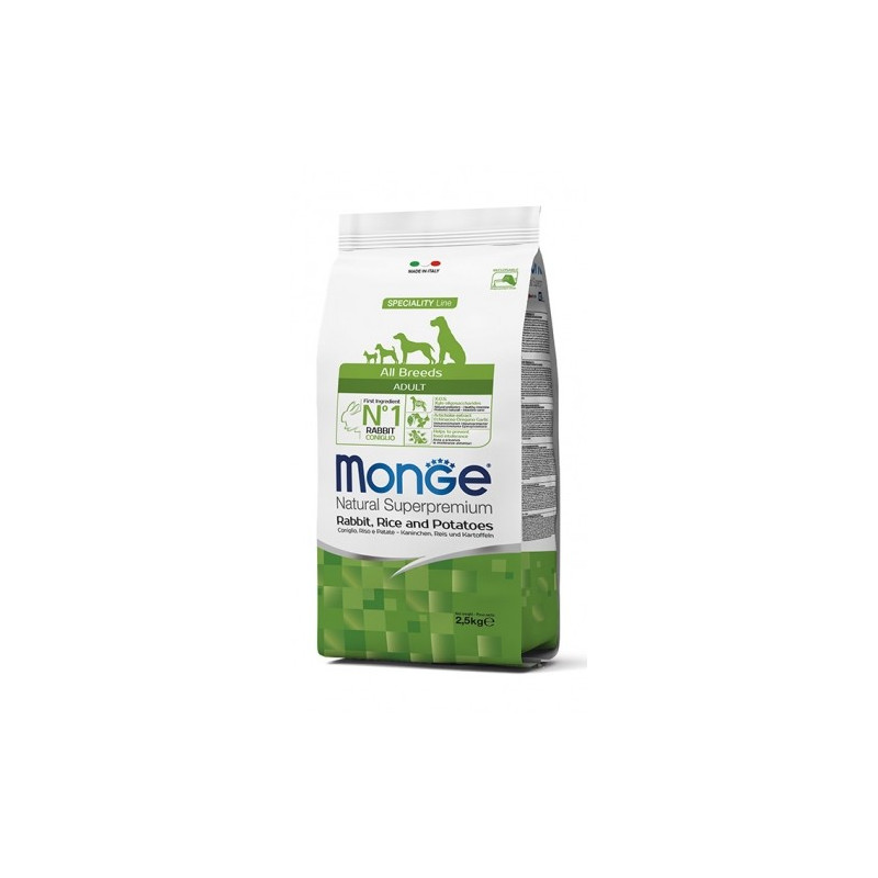 MONGE cane adult all breeds coniglio riso e patate 2,5 kg - 