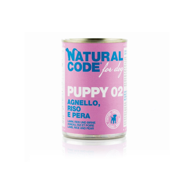 NATURAL CODE For Dog Puppy 02 Agnello, Riso e Pera 400 gr. - 