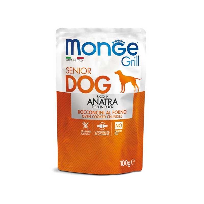 MONGE Grill Senior Bocconcini con Anatra 100 gr. - 