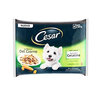 CESAR Delizie del Giorno Multipack Selezione in Gelatina 4 bustine da 100 gr. - 