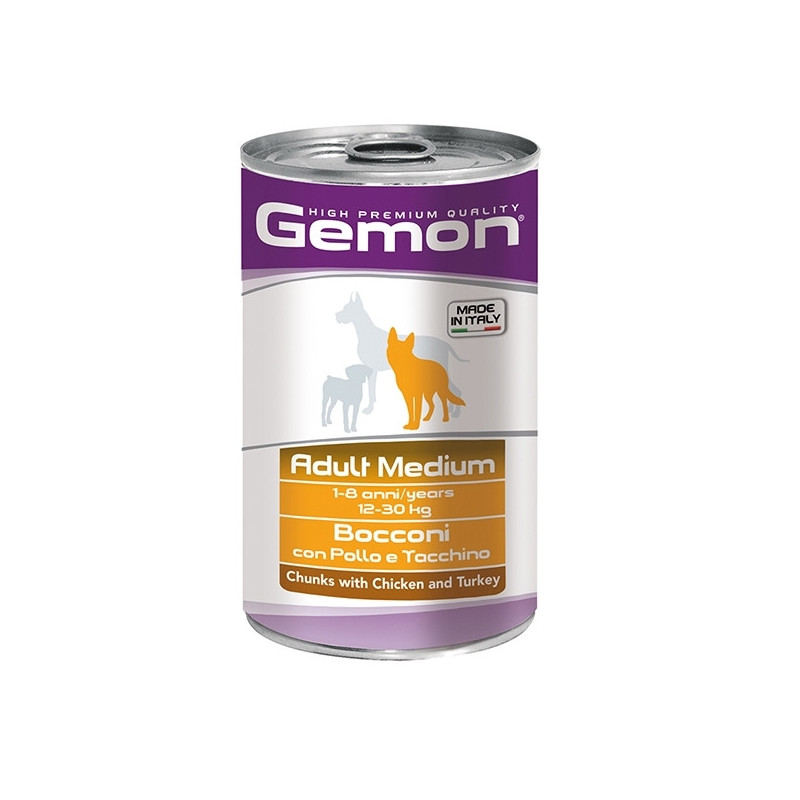 GEMON Adult Medium Bocconi con Pollo e Tacchino 1,25 kg. - 