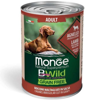 MONGE BWild Grain Free Adult alle Rassen mit Lamm, Kürbis und Zucchini 400 gr.