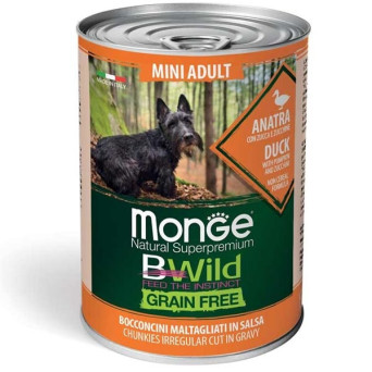 MONGE BWild Grain Free Adult Mini mit Ente, Kürbis und Zucchini 400 gr.