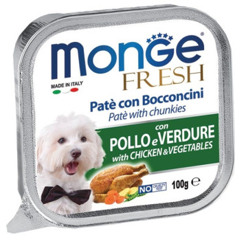 MONGE Fresh Paté and Bocconcini with Chicken and Vegetables 100 gr.